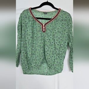 Green Floral Women's Top